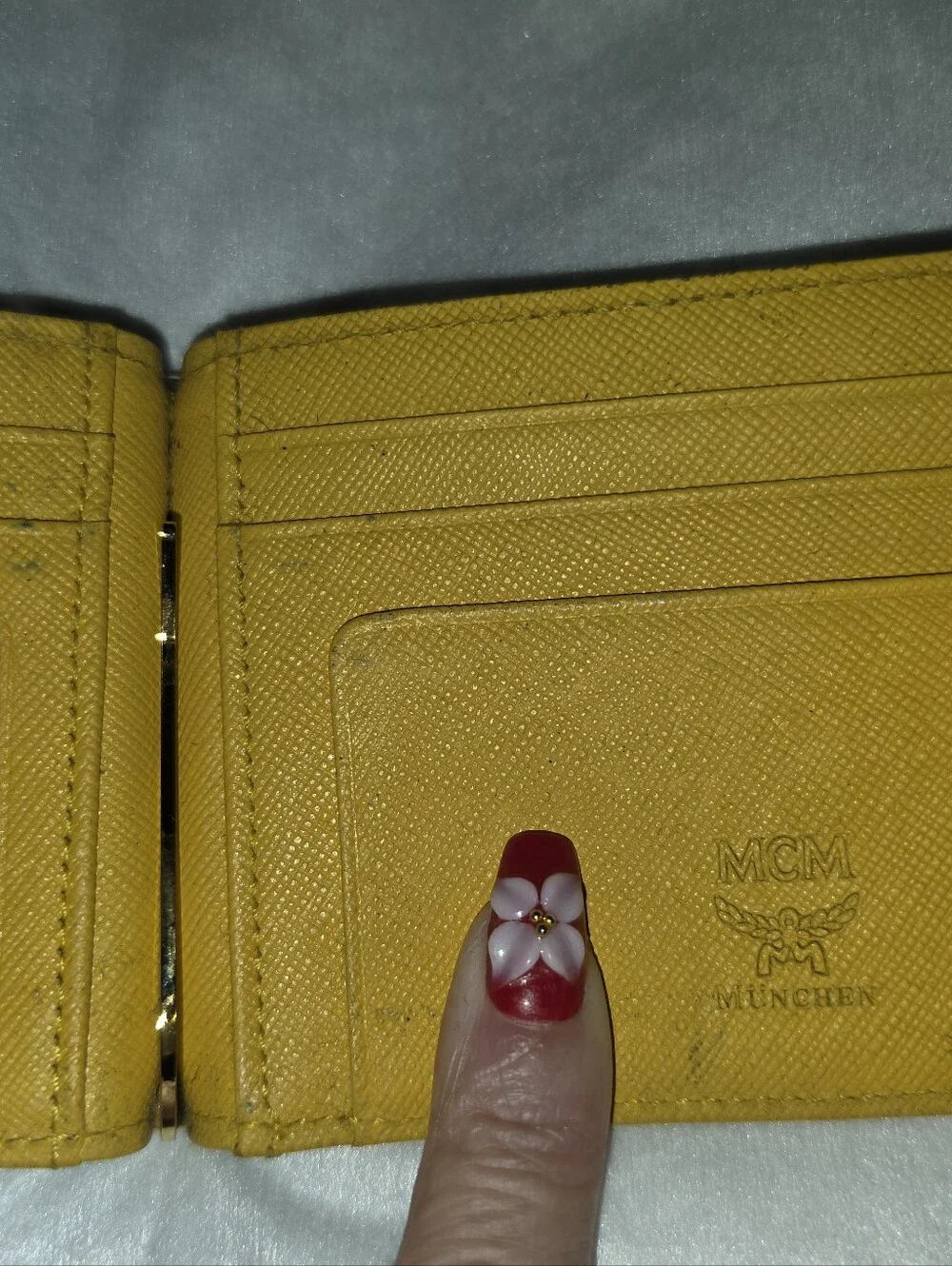 MCM Cognac Leather Card Holder with Multicolor Bunny Graphic